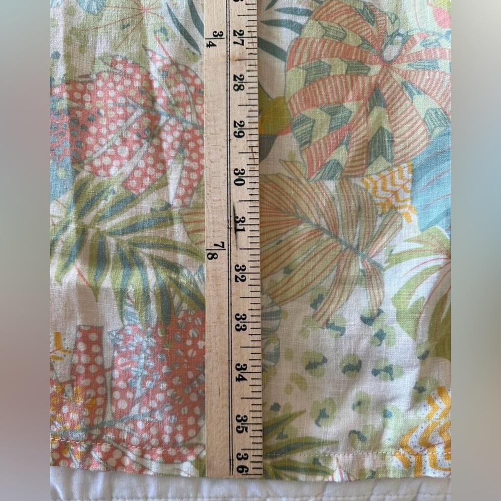 C&C California Tropical Floral Linen Blend Shift Dress Ruffle Sleeve XL - Picture 7 of 7